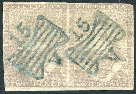 2d lilac pair [29-30], touching to large margins showing narrow sheet margin at foot, both clearly