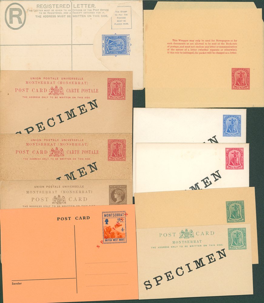 POSTAL STATIONERY group of SPECIMEN covers (10), wrappers & postal cards incl. QV 1½d postcard,