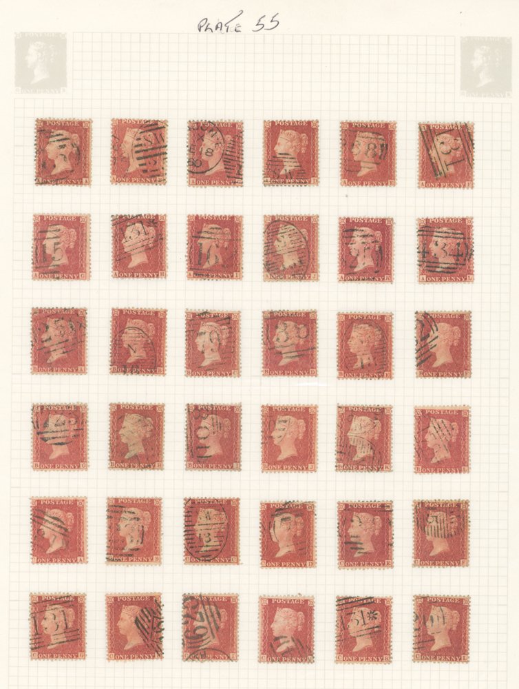 1857-64 Large Crown Die II white paper 1d rose red attempted reconstructions from Plate 34 (239 - Image 4 of 4