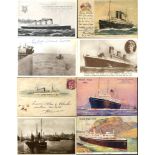 MARITIME large postcard album incl. modern & early postcards, photographs, covers, all shipping