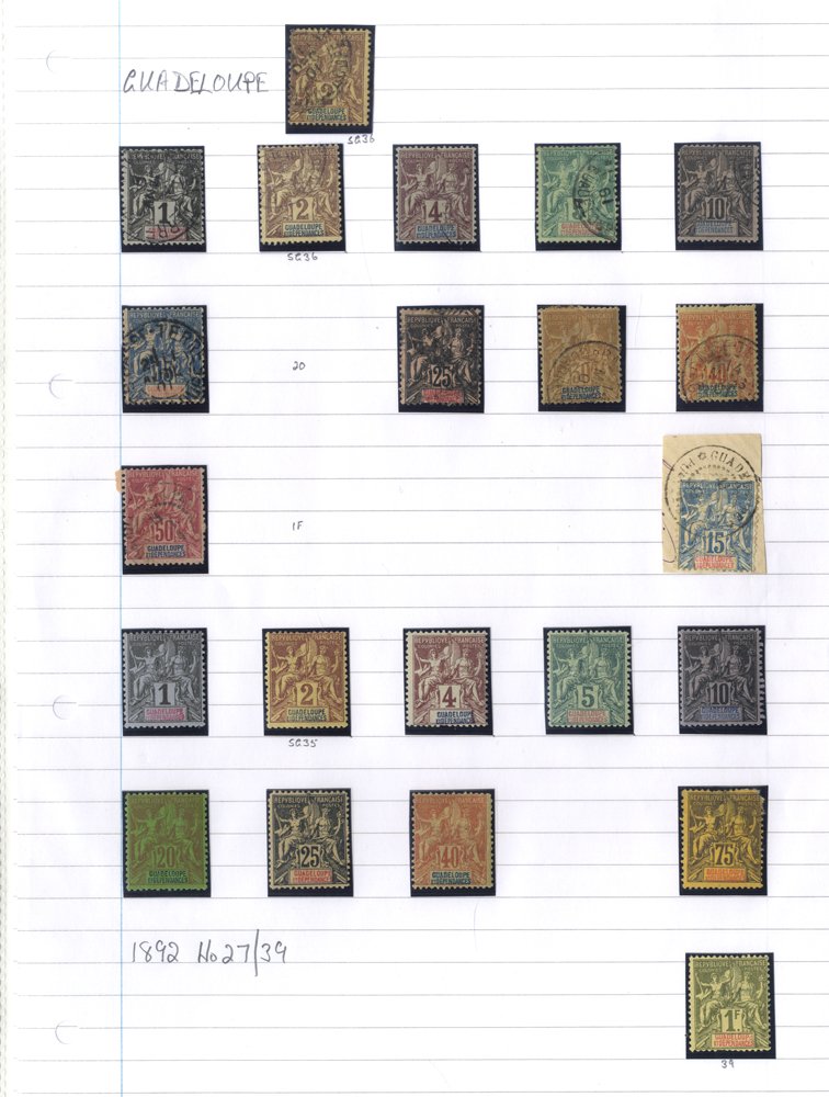 GUADELOUPE 1884-1946 M & U collection incl. 1884 Due 5c, 1884 25 on 35c M & U, 1889 Surcharges, 5c/ - Image 2 of 5