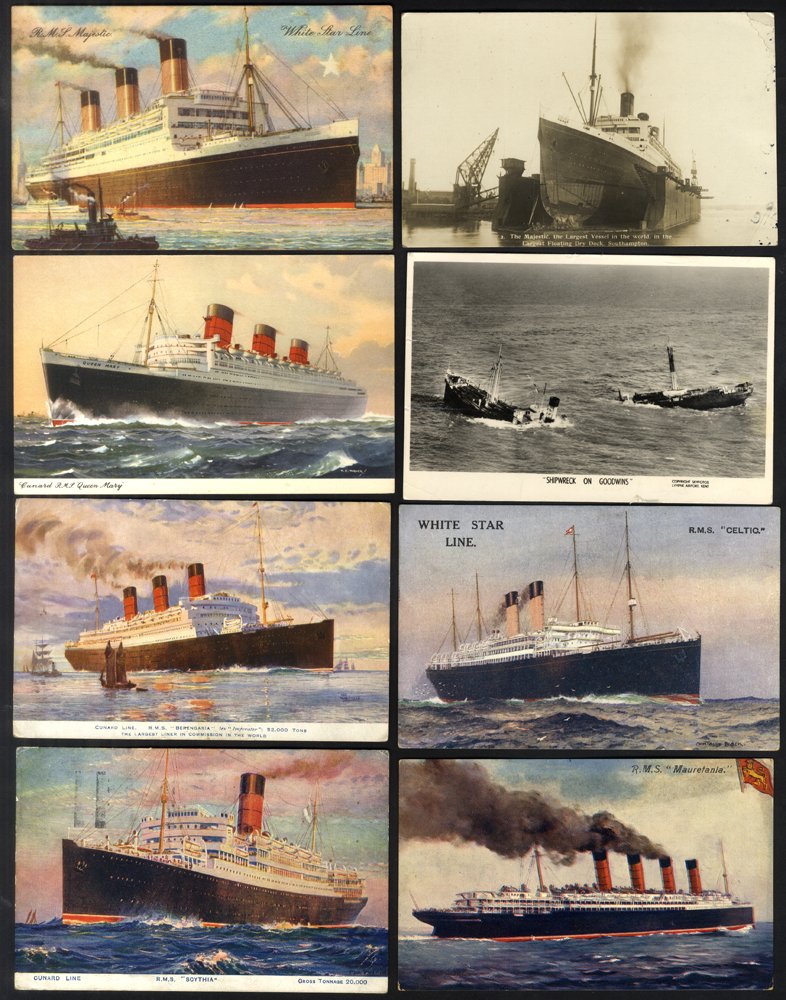 SHIPPING modern album of cards (120) incl. Cunard, White Star, wrecks etc. Mixed condition.