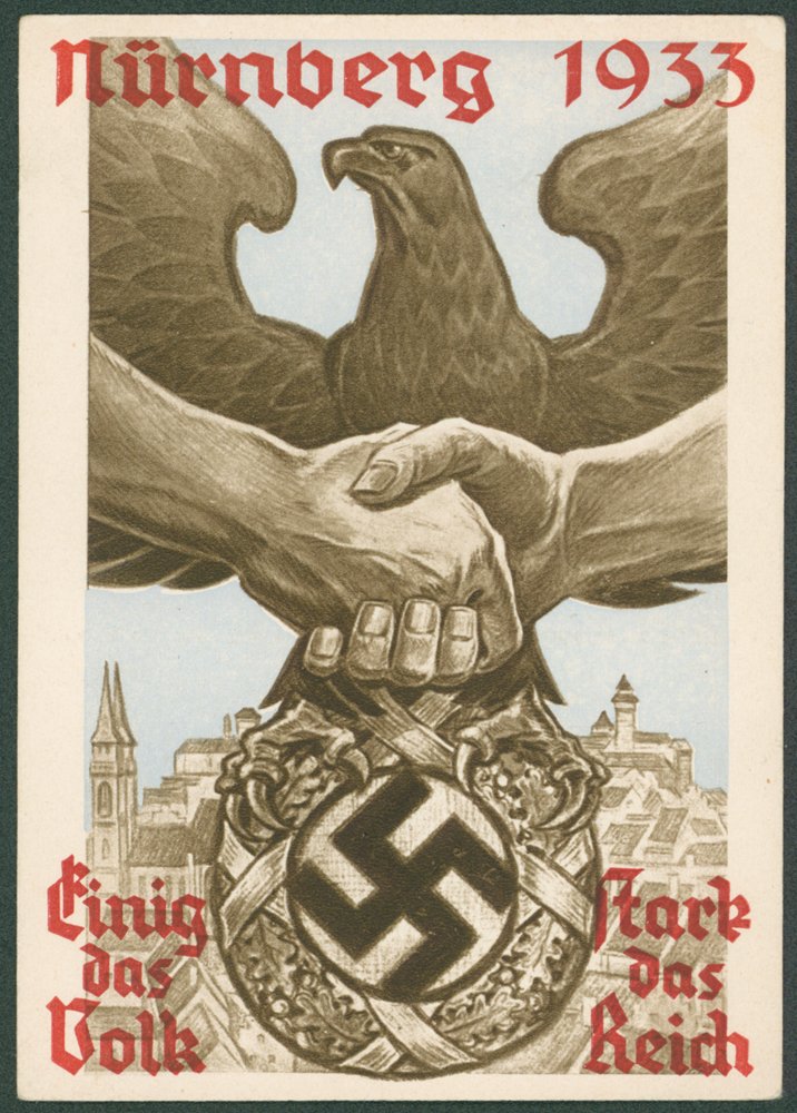 1933 unused Official Nurnberg Reich Party Rally card published Franz Eher. (1)