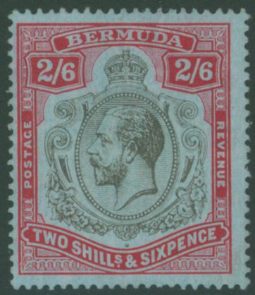 1918-22 MCCA 2/6d black & red/blue showing the, as yet unlisted ' nick in top right scroll' variety,