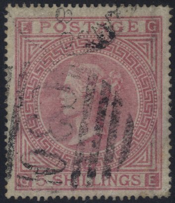 CHILE Wmk Maltese Cross 5s pale rose Plate 2, cancelled 'C30' barred oval for Valparaiso. SG.288,