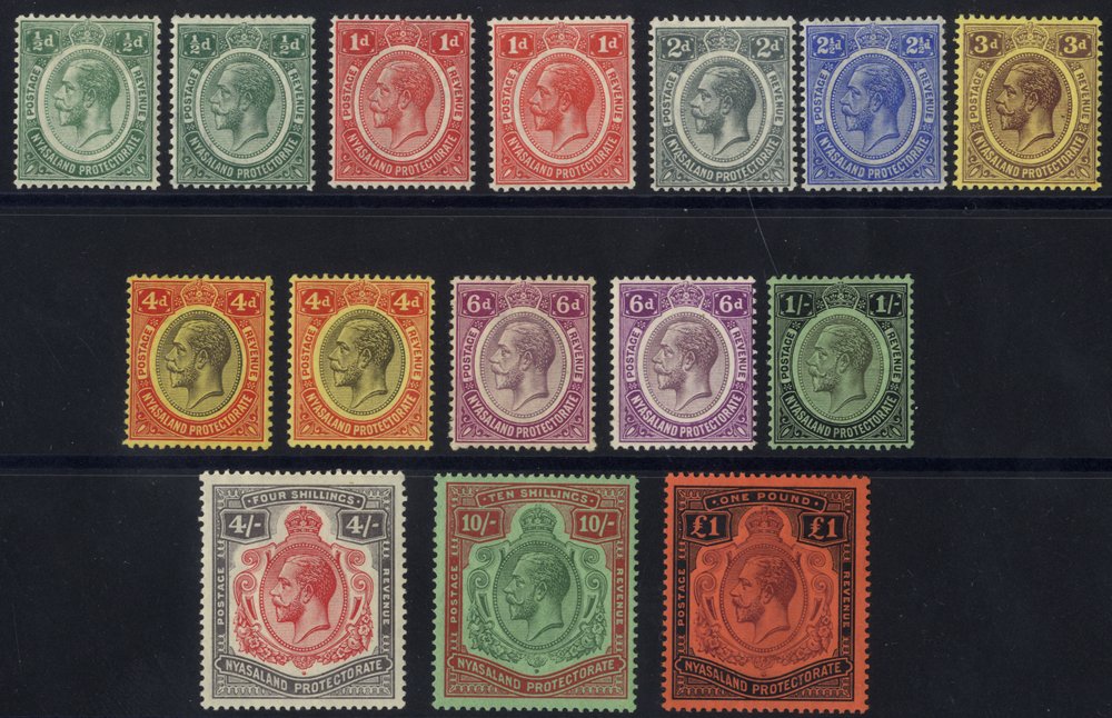 1913-21 MCCA complete set, fine M excl. 2/6d key plate, incl. extra listed shades for ½d, 1d, 4d &