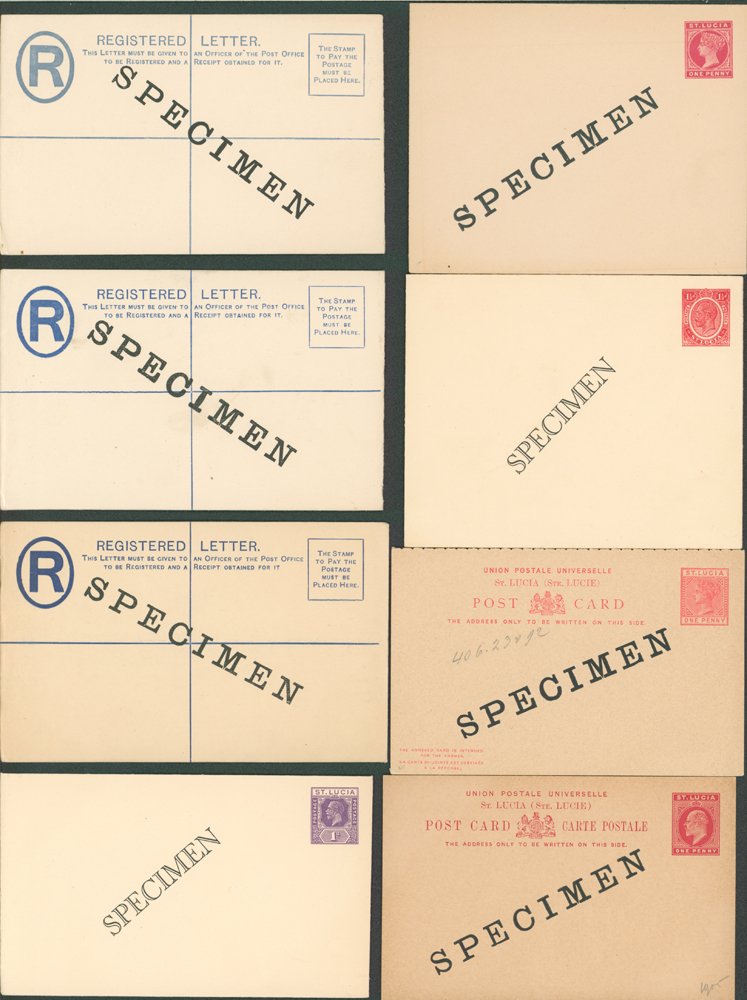 1912-23 reg envelopes, envelopes & postal cards overprinted 'SPECIMEN' 1912 2d sizes G, and 2d