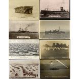 NAVAL - BRITISH NAVY BATTLESHIPS album of cards (many RP's), noted - HMS Angus - fleet aeroplane