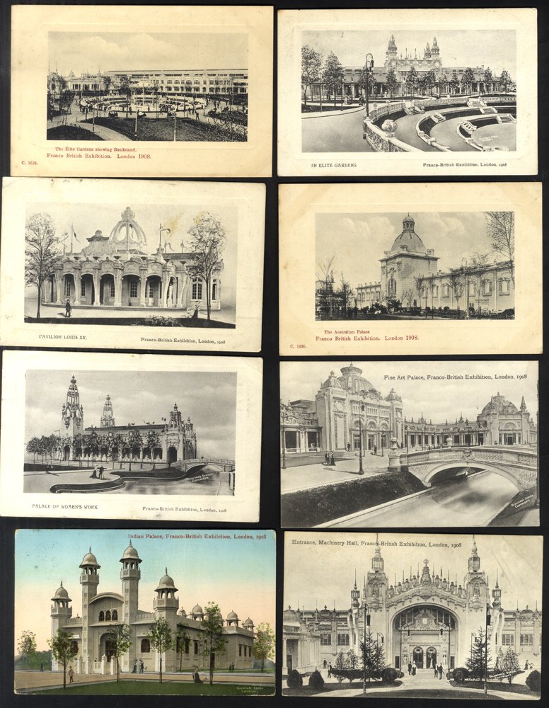 FRANCO BRITISH EXHIBITION London 1908 collection of PPC's (97) approx half are written up on leaves, - Image 2 of 3