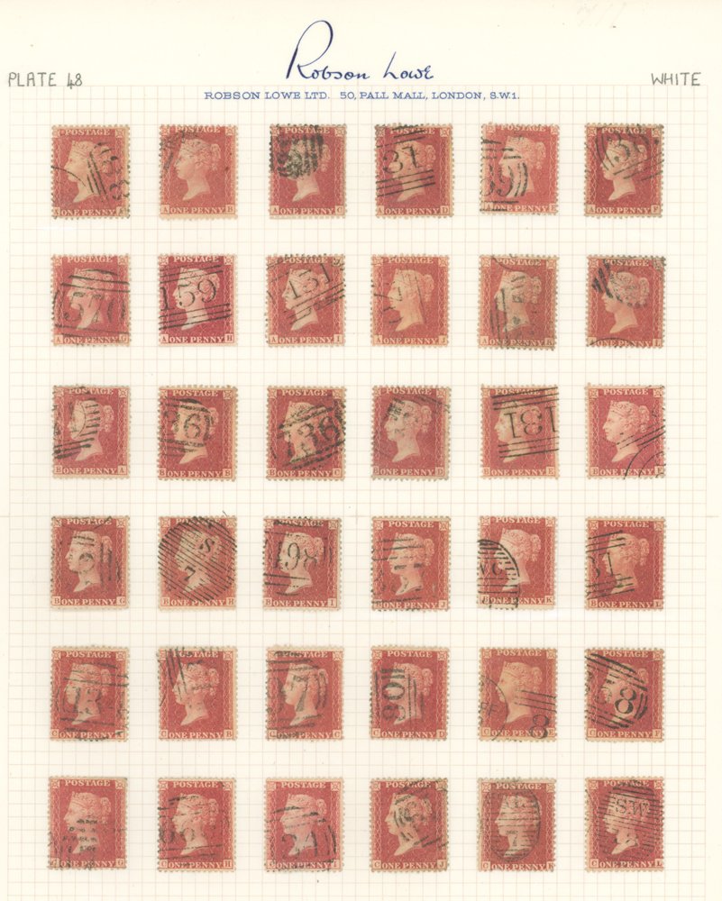 1857-64 Large Crown Die II white paper 1d rose red attempted reconstructions from Plate 34 (239 - Image 2 of 4