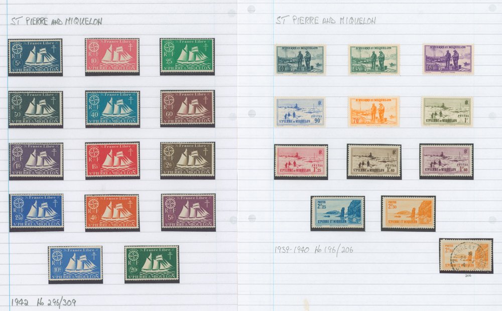 ST. PIERRE MIQUELON 1885-1947 M & U collection incl. 1885 05 on 1fr M, 1885 SPM 10 on 40 & 15 on - Image 2 of 2