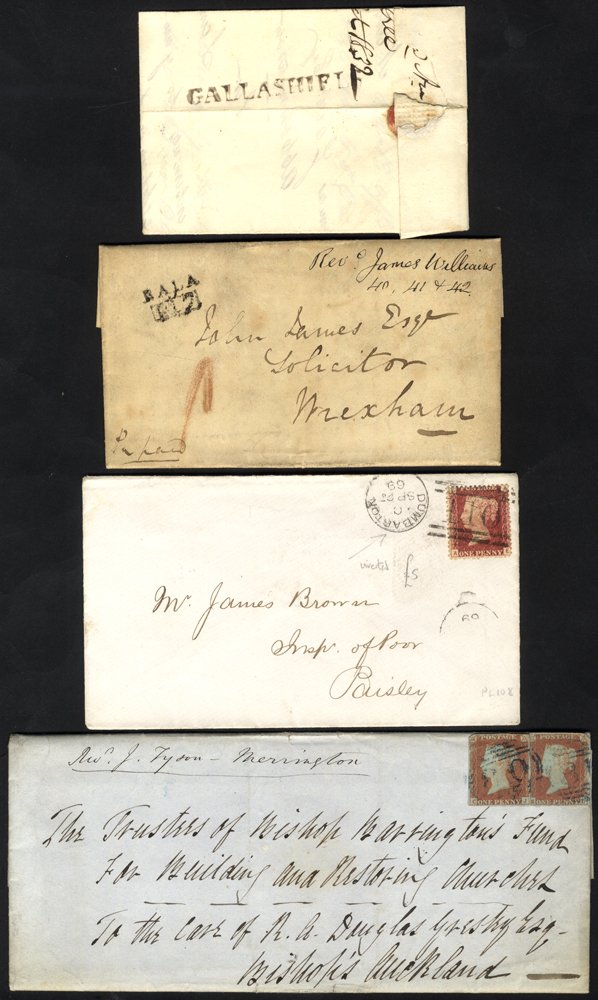 MISCELLANEOUS RANGE OF COVERS 1760-1900 in 1760 curved 'Perth', 1807 'Ellon', 1821 MERE/III mileage, - Image 2 of 2