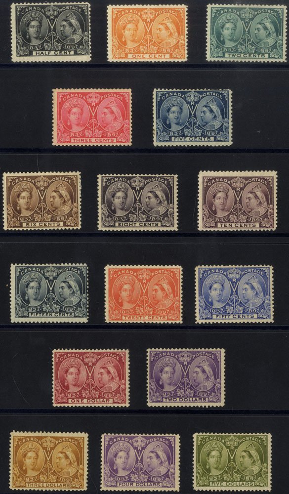 1897 Jubilee set, part or large part o.g, odd perf fault, $1 small thin, generally good