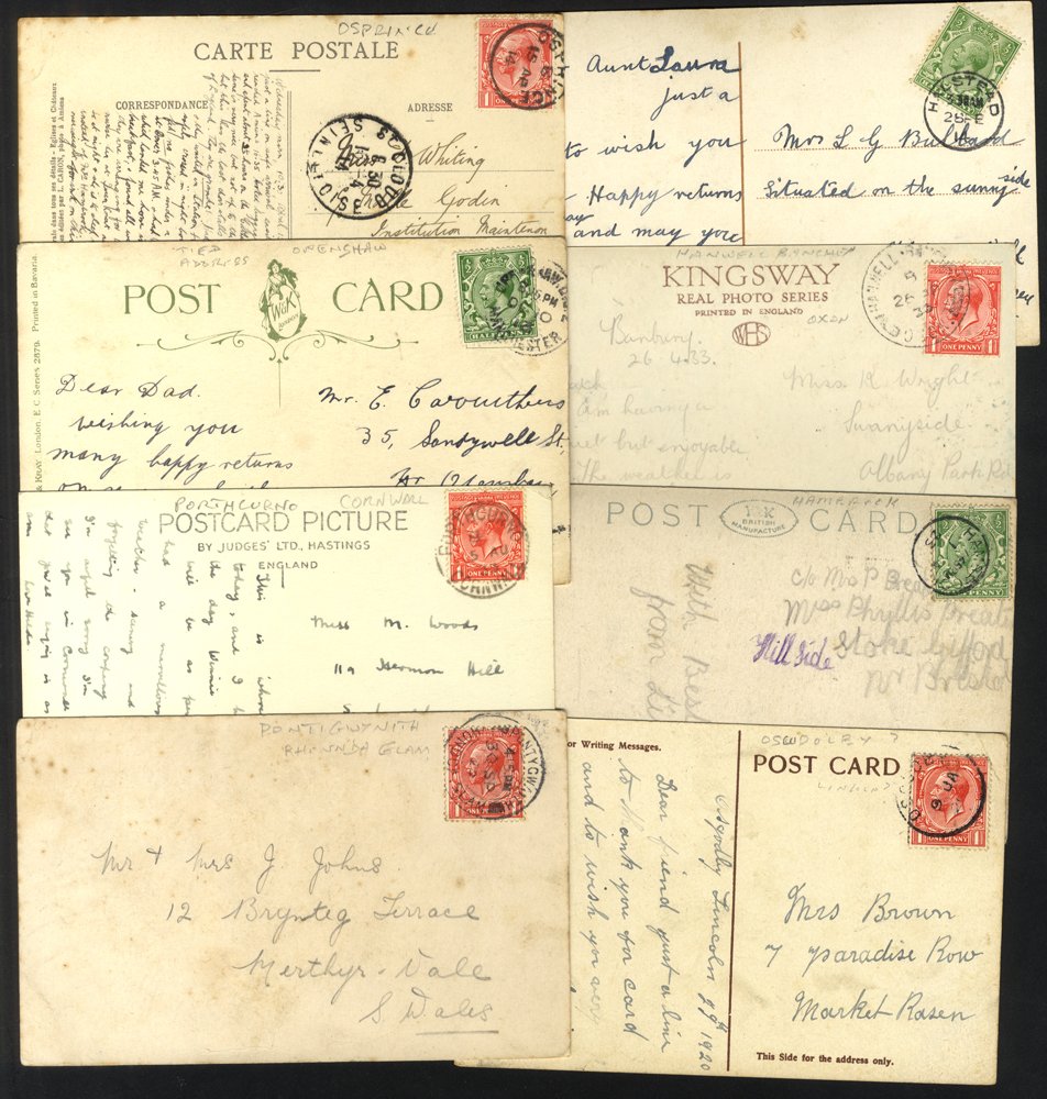 POSTMARKS box of assorted postcards, covers collected for postmarks incl. many small villages, - Image 2 of 2