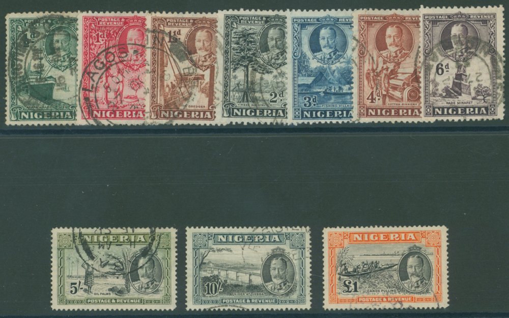 1936 Pictorial Defin set (excl. 1s & 2/6d) VFU, SG.34/40, 43/5. (10) Cat. £425