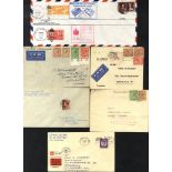 AVIATION 1927-33 trio of airmail covers incl. attractive four colour franking to India; 1937 Anglo-