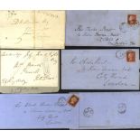 CAMBRIDGESHIRE fine s/line CAMBRIDGE on 1799 EL, boxed penny post on 1829 free front, group of 1860s