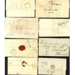 CORNWALL c1797-1843 pre-stamp marks on cover incl. blue Callington (1834), over-inked s/line