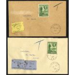 1932 covers (2) from Barbuda to St. Lucia, both franked Antigua ½d tied Barbuda c.d.s (2x 1d/2d)