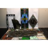 A quantity of leaded stained glass panels