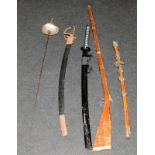 Collection of contemporary decorative swords and a musket