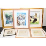 Selection of framed pictures and prints to include Kate Greenaway children's poetry illustrations.