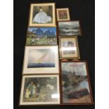 Collection of eight various framed pictures and prints.