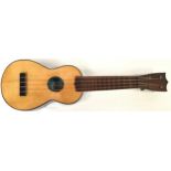VINTAGE WOODEN UKULELE. This model comes in its original box and has the MY-107 model number.