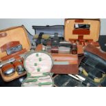 Collection of vintage travel grooming sets. Six items in lot