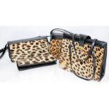 Collection of faux leopard skin handbags. Four in lot