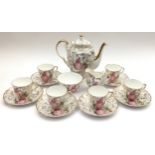 Bone china "Tuscan" tea set for 6 places with T pot milk jug and sugar bowl