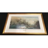 Bemrose framed and glazed print of the battle of Trafalgar 110x76cm.