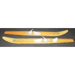 A pair of vintage Gemini Cross Channel Champion 1968 wooden water skis. 174cms long