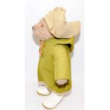 Vintage Paddington Bear soft toy with green duffle coat and white wellies. 50cms tall