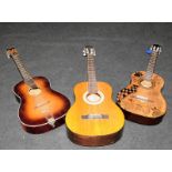 Three acoustic guitars to include a vintage Pfadfinder parlour guitar