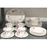 Royal Albert "Trent Rose" tea/dinner service for six place settings.