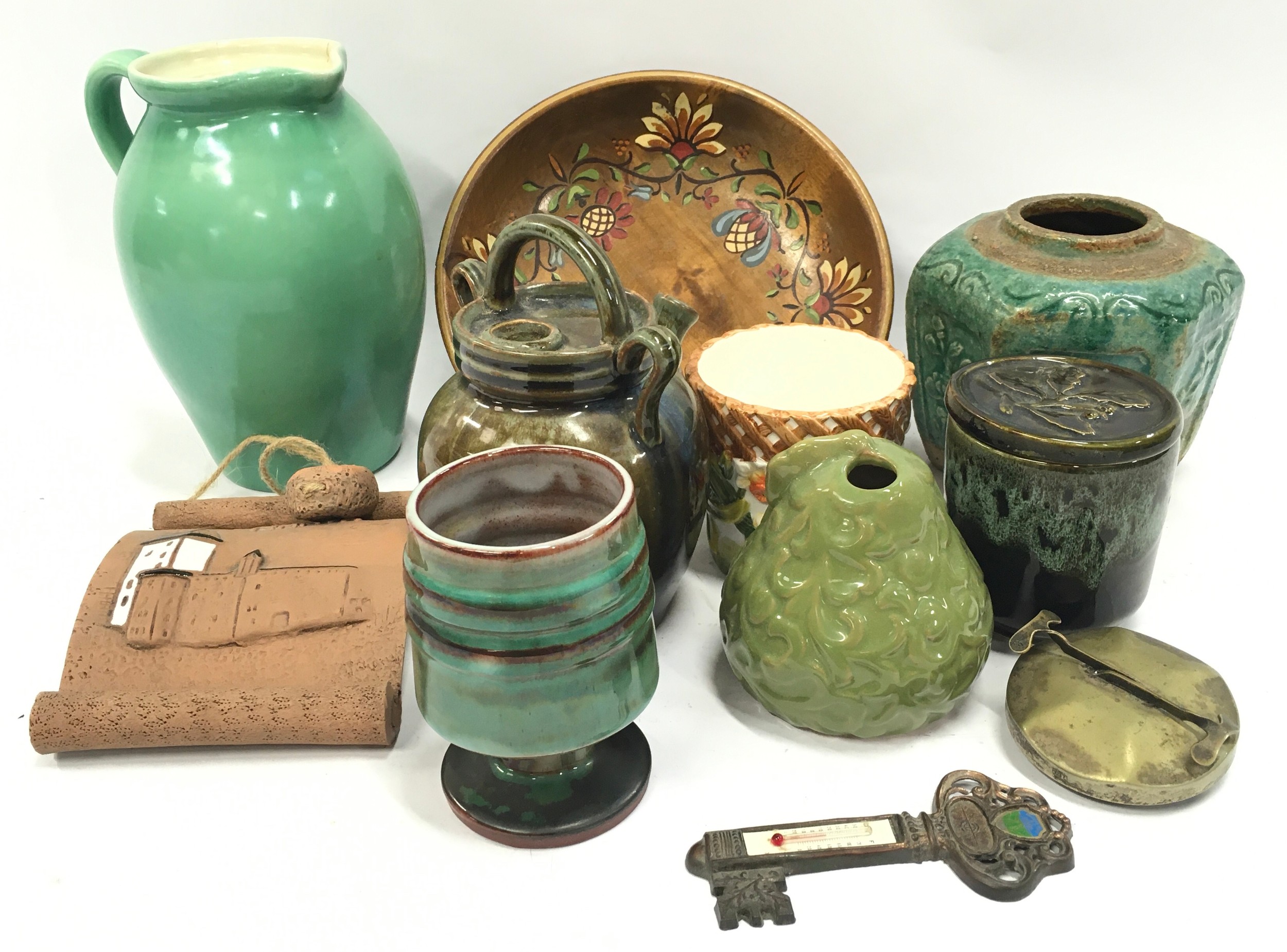 A collection of studio pottery pieces.