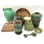 A collection of studio pottery pieces.