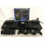 VARIOUS GAMES CONSOLES. Includes Sony PlayStations and XBOX along with various hand held controllers