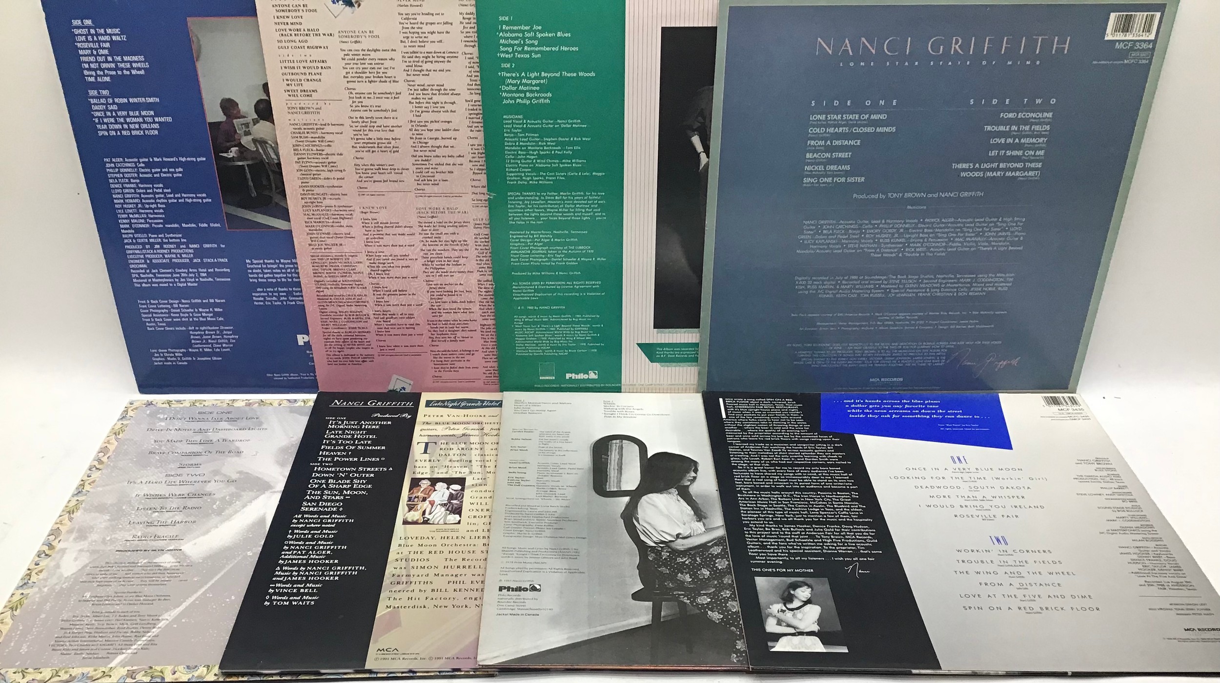 8 X NANCI GRIFFITH LP VINYL RECORDS. To include - Late Night Grand Hotel - Storms - Poet In My - Image 2 of 2