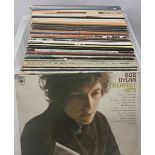 BOX OF VARIOUS ROCK AND POP VINYL LP RECORDS. Artists to include - Bob Dylan - Status Quo -