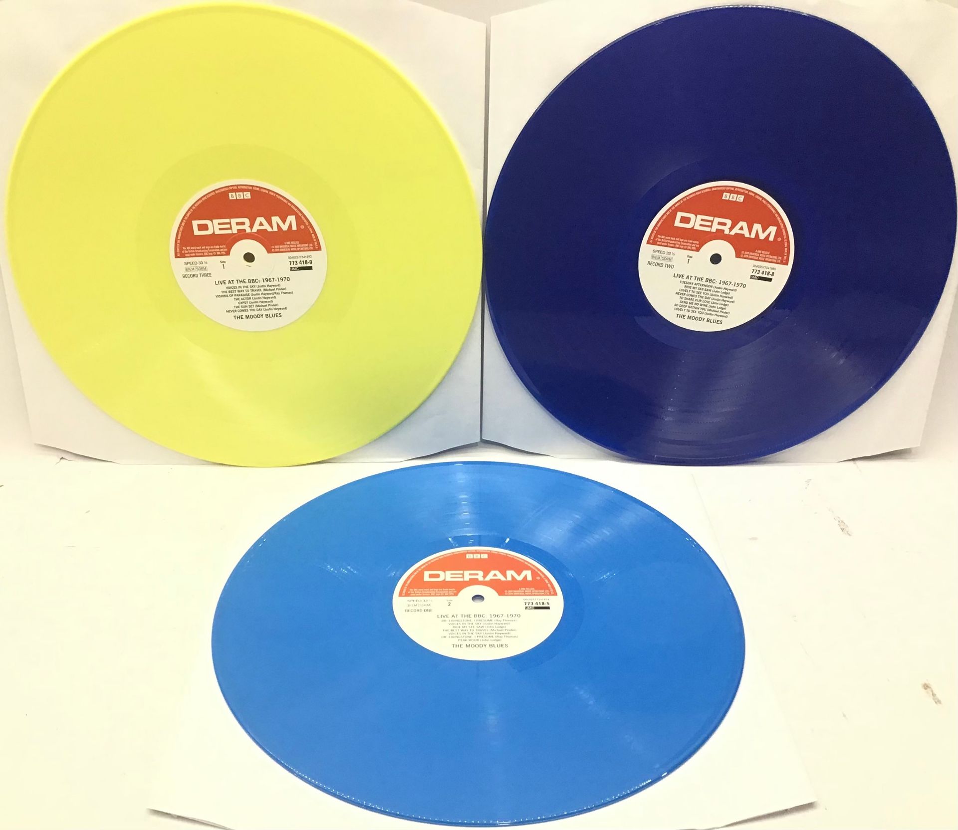 THE MOODY BLUES 'LIVE AT THE BBC' VINYL ALBUM. This 3 record set comes pressed on 2 x blue colored - Image 4 of 4