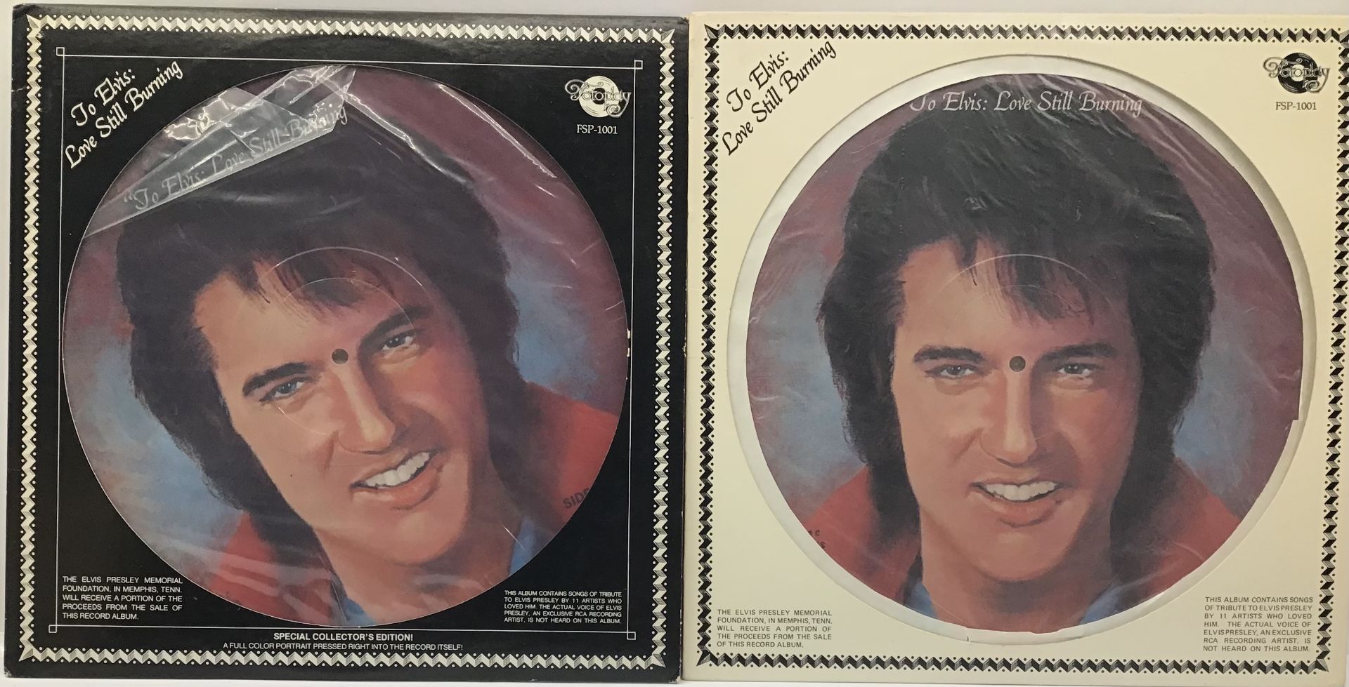 2 ELVIS PICTURE DISC VINYL RECORDS.