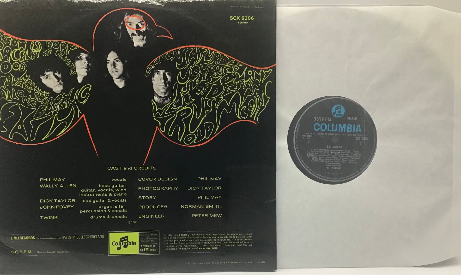 PRETTY THINGS ‘S.F. SORROW’ LP RECORD. Pressed here on Columbia Records from 1968. This stereo - Image 2 of 10