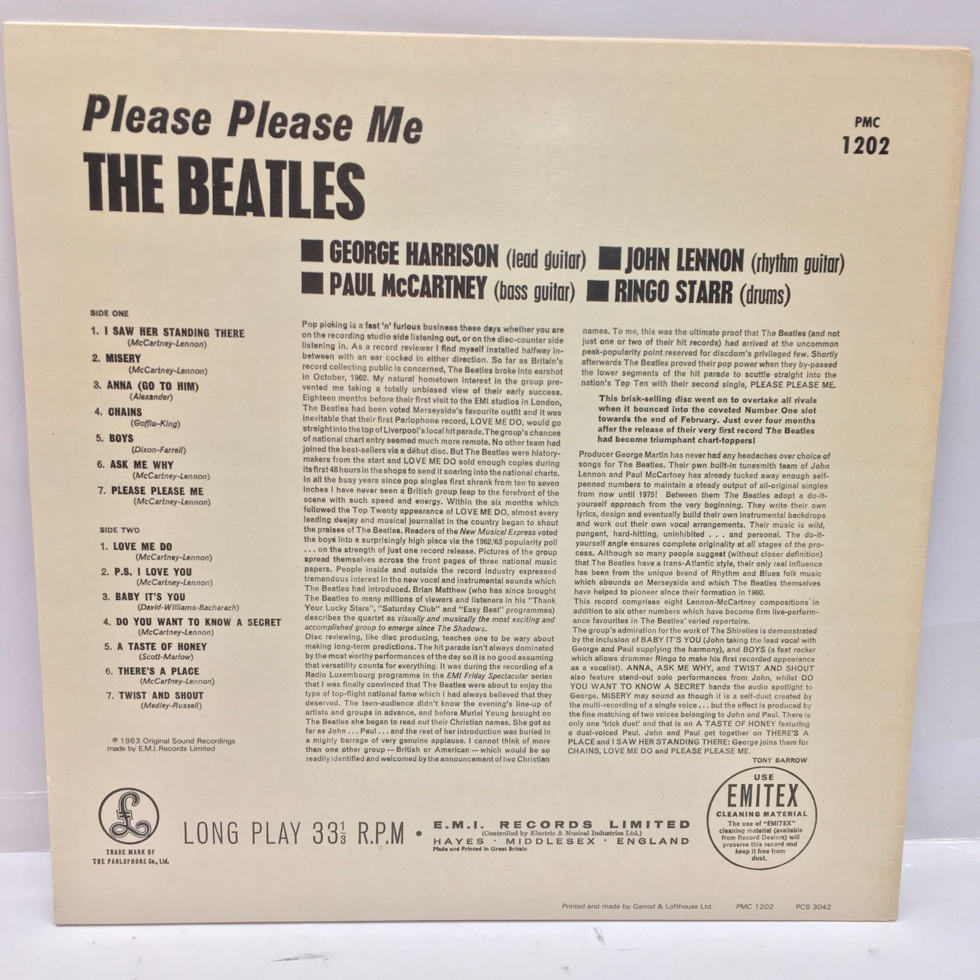 THE BEATLES LP 'PLEASE PLEASE ME' REISSUE PRESS.