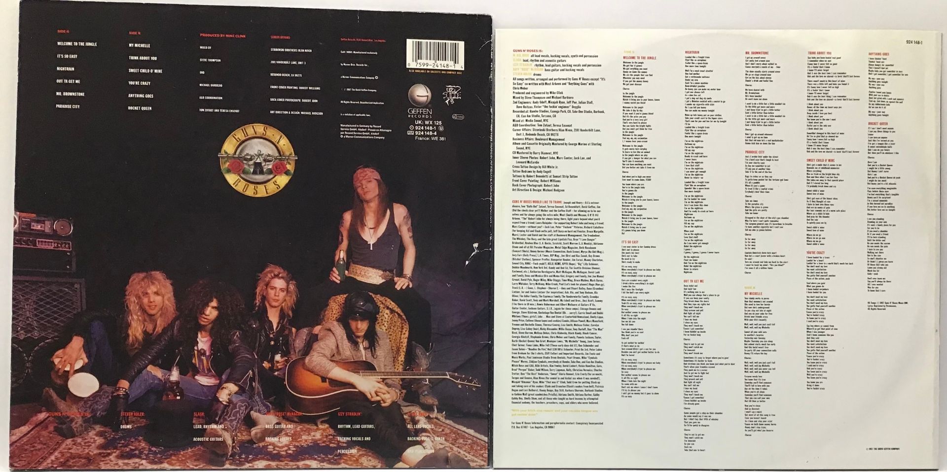 GUNS N' ROSES "APPETITE FOR DESTRUCTION" LP. Released on Geffen Records WX 125 in 1987 and found - Image 2 of 2