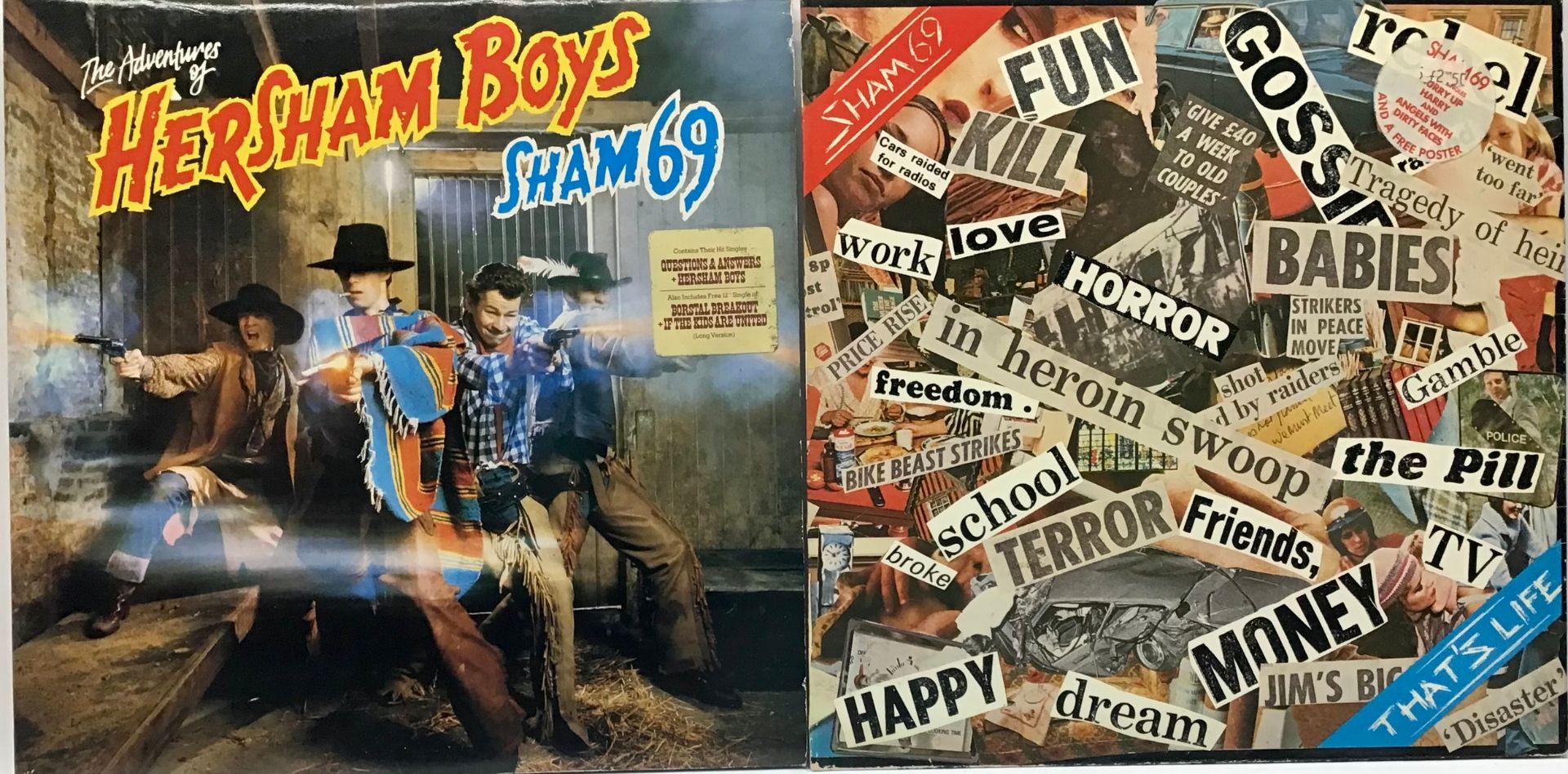 2 X SHAM 69 VINYL LP RECORDS. Here we have a copy of ‘Hersham Boys’ on Polydor POLD 5025 from 1979