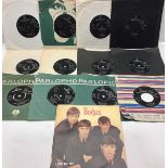 COLLECTION OF VARIOUS BEATLES 7” SINGLE RECORDS.