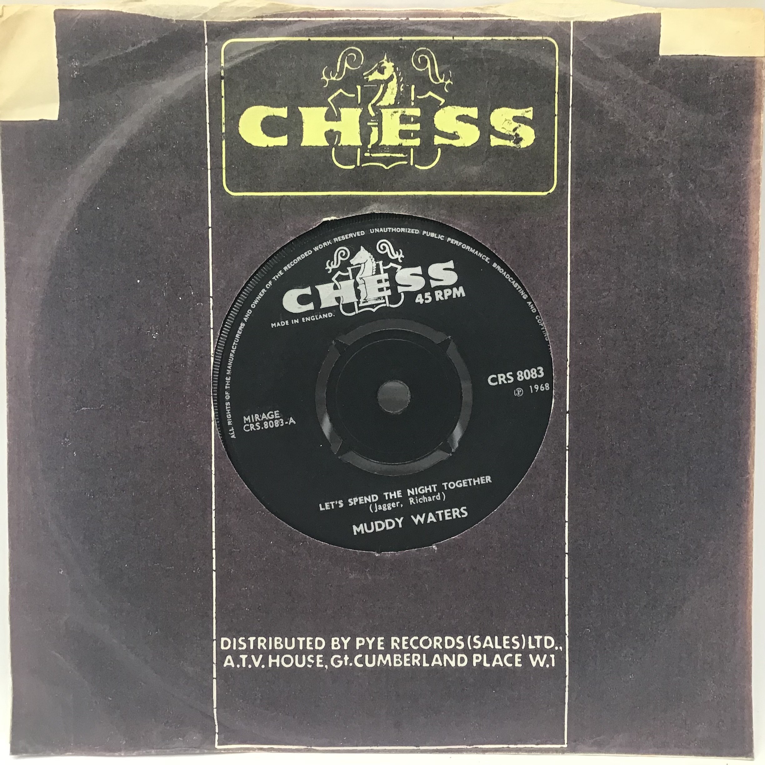 MUDDY WATERS 7" SINGLE 'LET'S SPEND THE NIGHT TOGETHER'. This Ex condition single is on Chess CRS