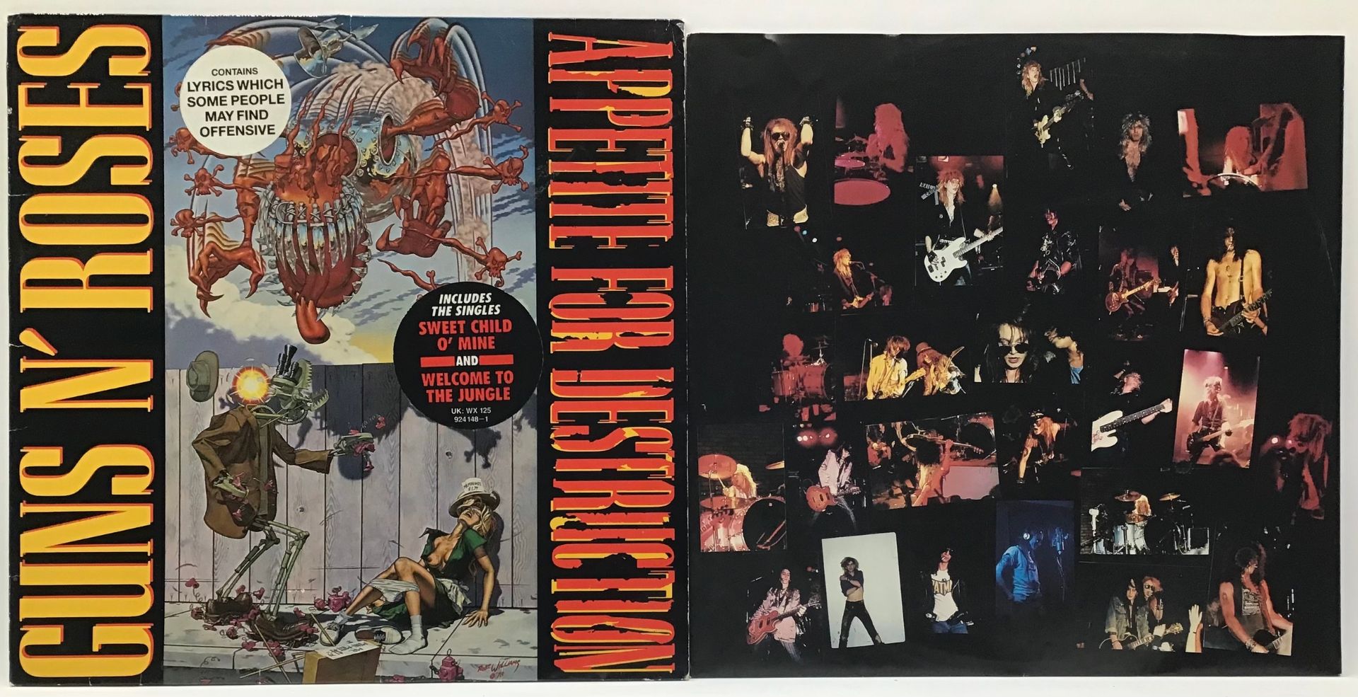 GUNS N' ROSES "APPETITE FOR DESTRUCTION" LP. Released on Geffen Records WX 125 in 1987 and found
